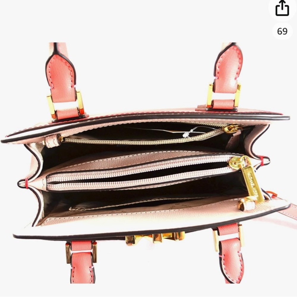 Michael Kors Mott Medium Messenger Convertible Crossbody(CORAL RF MLT)35T0GOXM2T - Picture 4 of 15